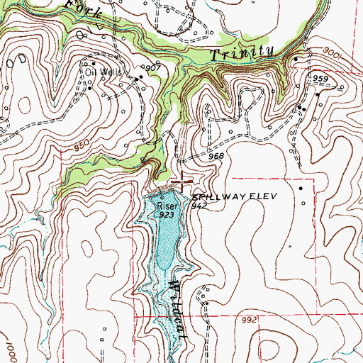 Topographic Map of Soil Conservation Service Site 6j2 Dam, TX