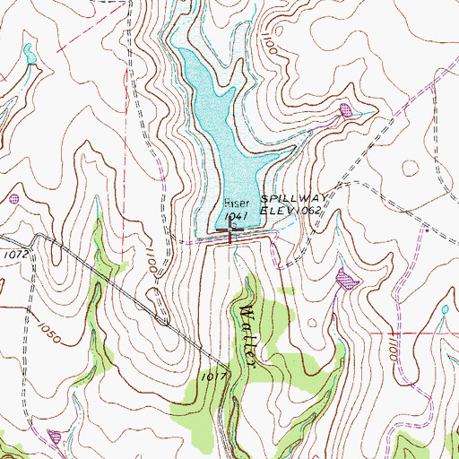 Topographic Map of Soil Conservation Service Site 2 Reservoir, TX