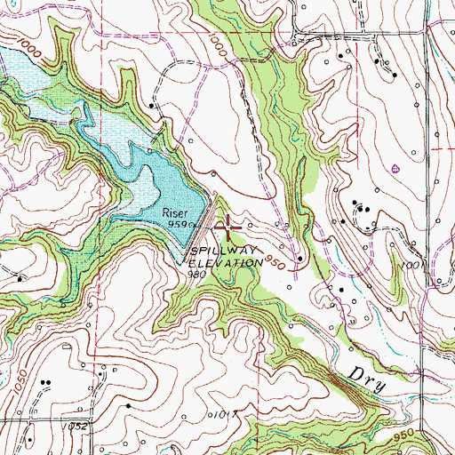 Topographic Map of Soil Conservation Service Site 7a Reservoir, TX