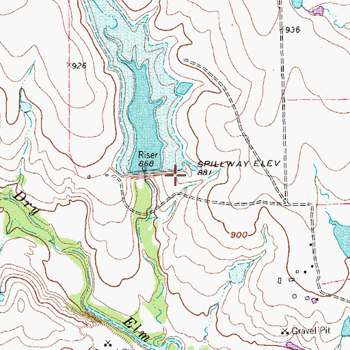 Topographic Map of Soil Conservation Service Site 7d Dam, TX