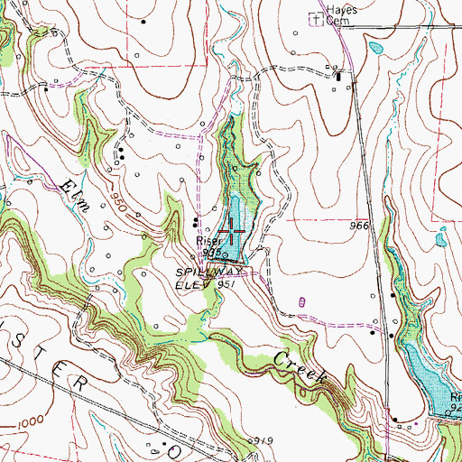Topographic Map of Soil Conservation Service Site 7f Dam, TX