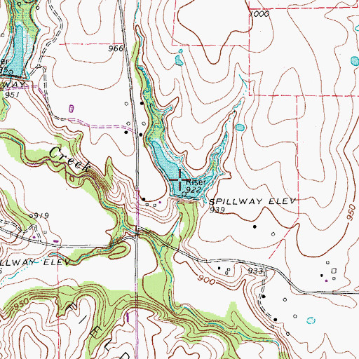 Topographic Map of Soil Conservation Service Site 7g Dam, TX