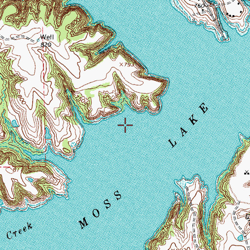Topographic Map of Hubert M Moss Lake, TX