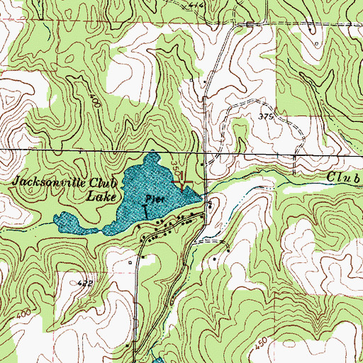 Topographic Map of Jacksonville Club Lake Dam, TX