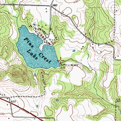 Topographic Map of Pine Crest Lake Dam, TX