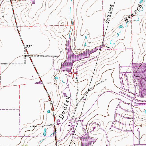 Topographic Map of Underwood Lake Dam, TX