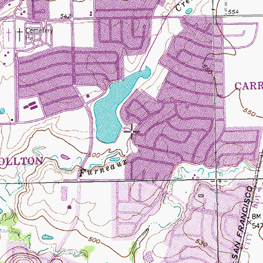 Topographic Map of Colonial House Lake Dam, TX
