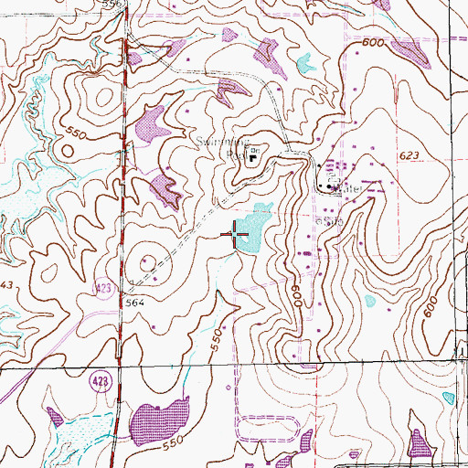 Topographic Map of Phillips Dam, TX