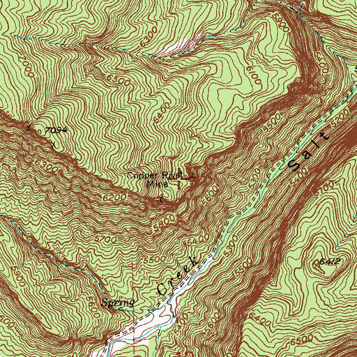 Topographic Map of Copper Rivet Mine, CO