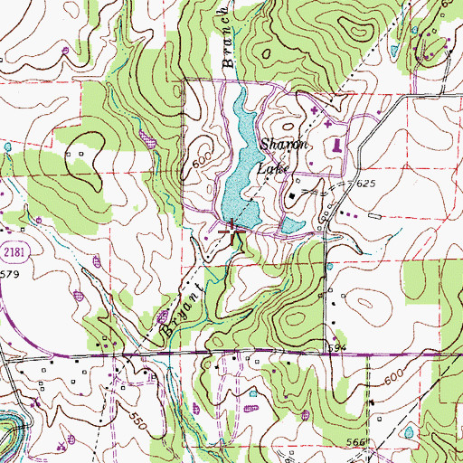 Topographic Map of Lake Sharon Dam, TX