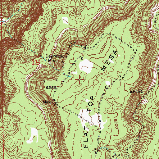 Topographic Map of Flat Top Mesa, CO