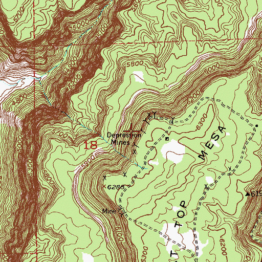 Topographic Map of Depression Mines, CO