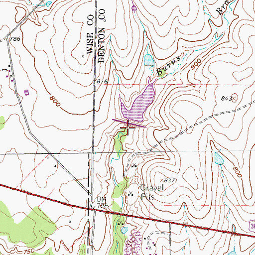 Topographic Map of Soil Conservation Service Site 25b Dam, TX