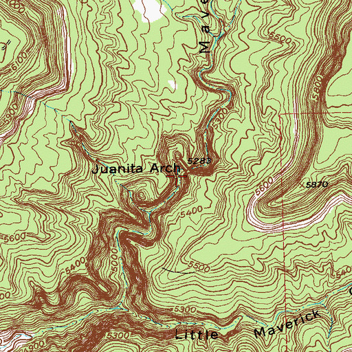 Topographic Map of Juanita Arch, CO