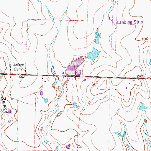 Topographic Map of Lane Lake Dam, TX