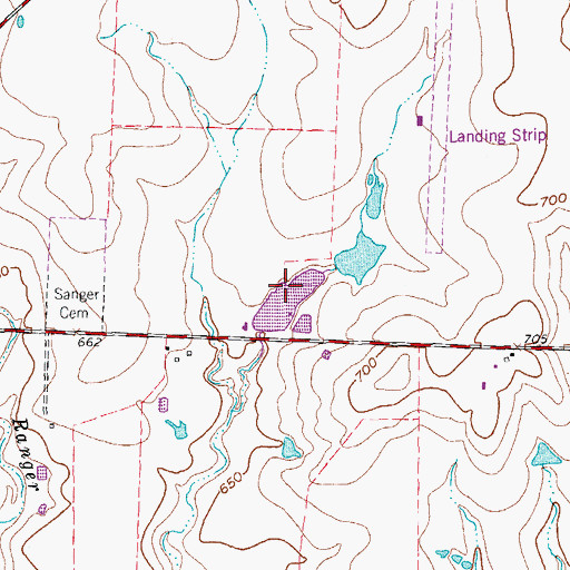 Topographic Map of Lane Lake, TX