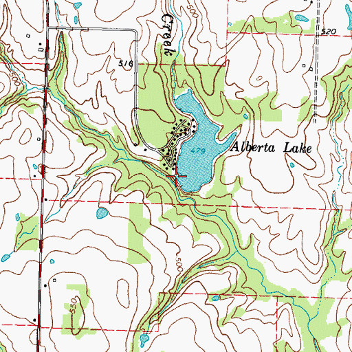Topographic Map of Elberta Lake Dam, TX