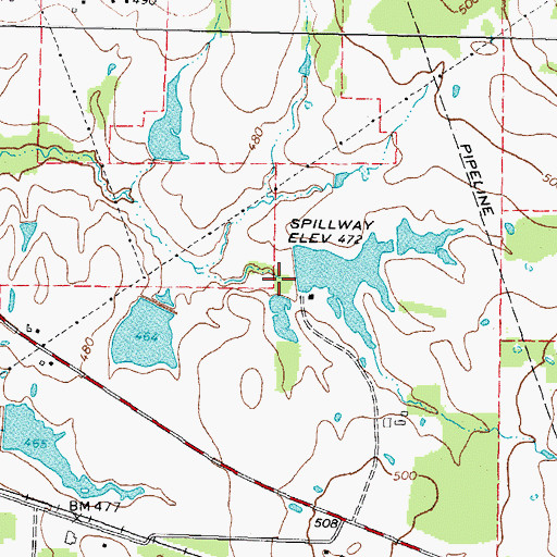 Topographic Map of Berry Lake Dam, TX
