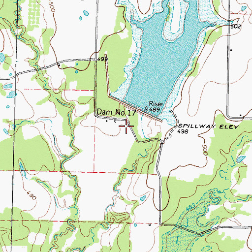 Topographic Map of Soil Conservation Service Site 17 Reservoir, TX