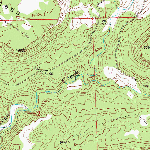 Topographic Map of North Fork Mesa Creek, CO