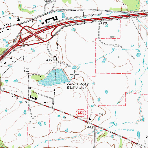 Topographic Map of Helm Lake Number 2 Dam, TX