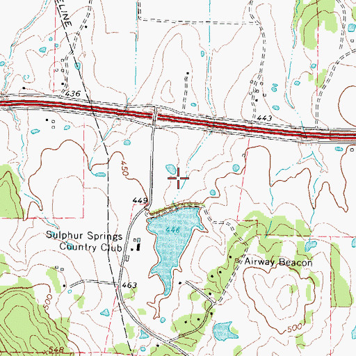 Topographic Map of Sulphur Springs Country Club Lake, TX