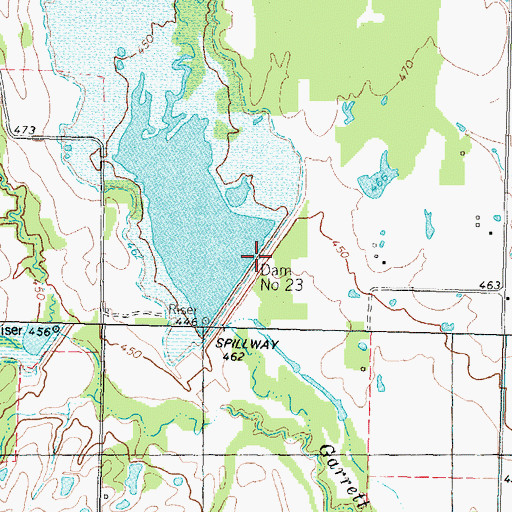 Topographic Map of Soil Conservation Service Site 23 Dam, TX