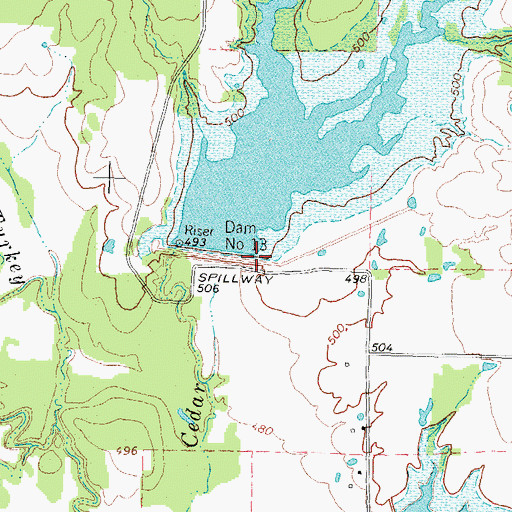 Topographic Map of Soil Conservation Service Site 13 Dam, TX
