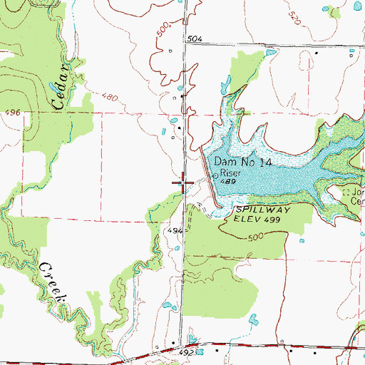 Topographic Map of Soil Conservation Service Site 14 Reservoir, TX
