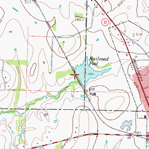 Topographic Map of Railroad Pool Dam, TX
