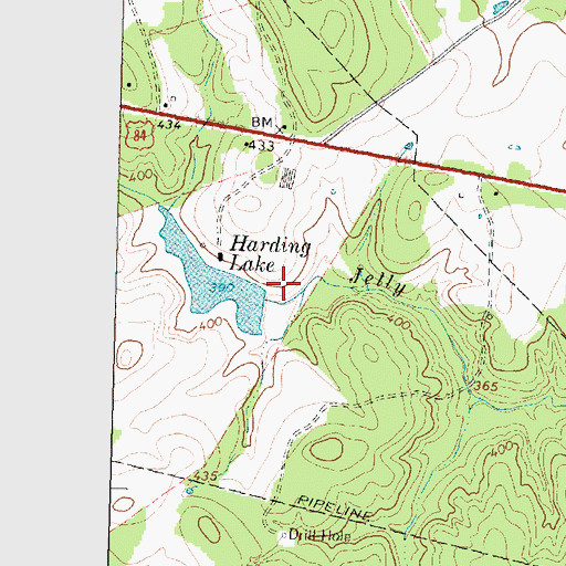 Topographic Map of Harding Lake Dam, TX