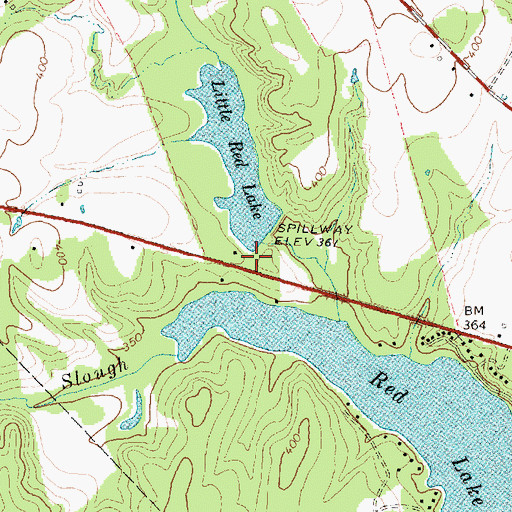 Topographic Map of Little Red Lake Dam, TX