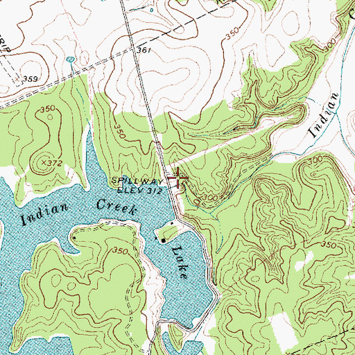 Topographic Map of Indian Creek Lake Dam, TX