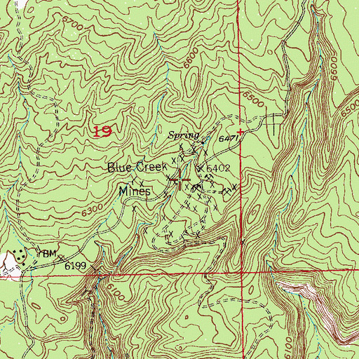 Topographic Map of Blue Creek Mines, CO