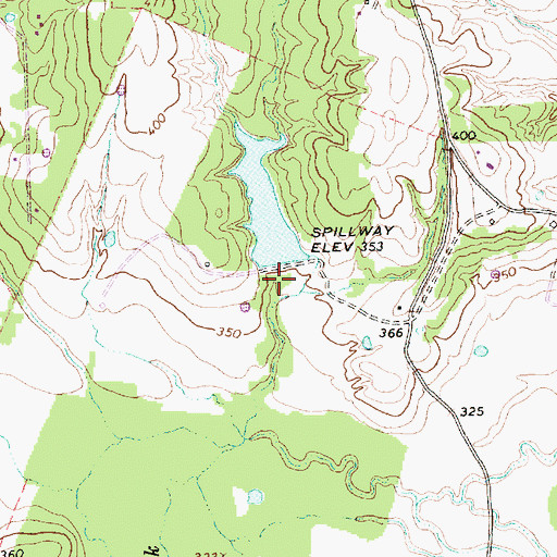 Topographic Map of Richards Lake Dam, TX