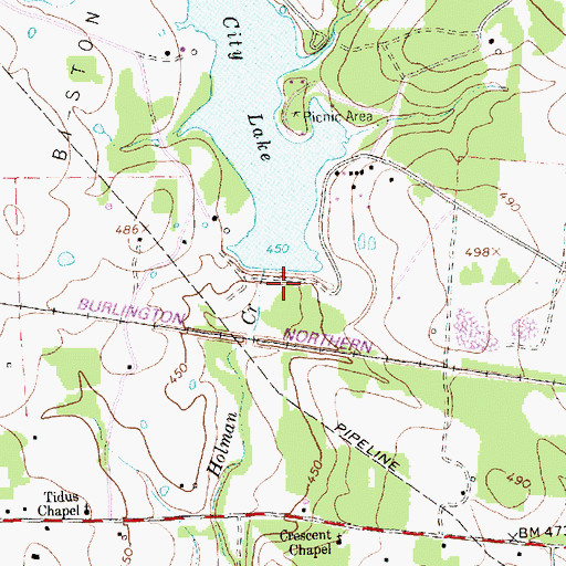 Topographic Map of City Lake Dam, TX