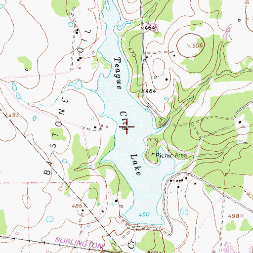 Topographic Map of Teague City Lake, TX