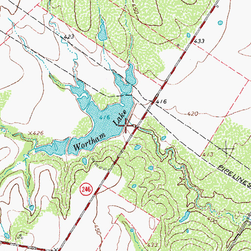Topographic Map of Wortham Lake Number 1 Dam, TX
