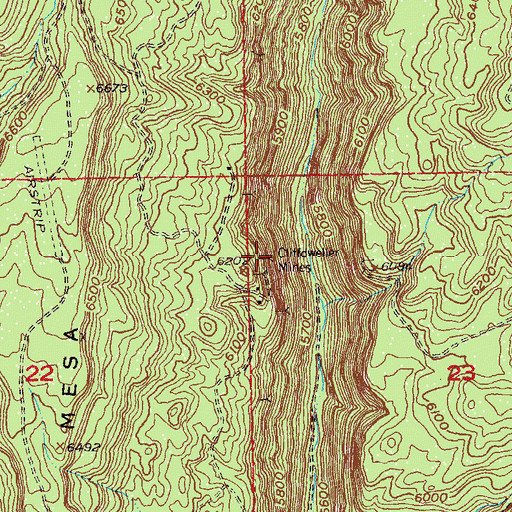 Topographic Map of Cliffdweller Mines, CO