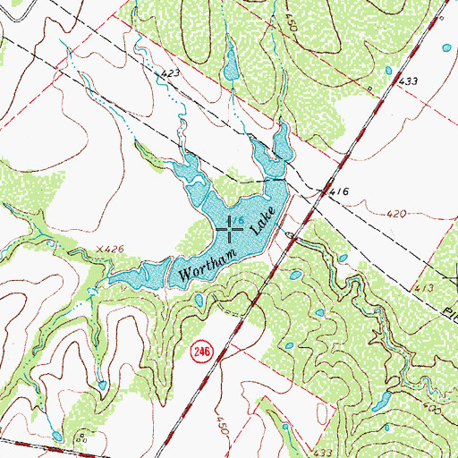 Topographic Map of Wortham Lake, TX