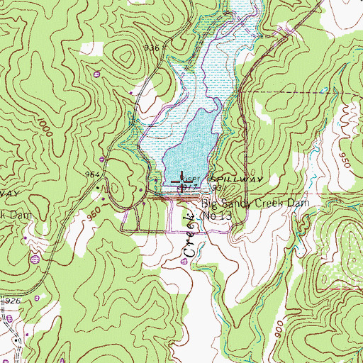 Topographic Map of Soil Conservation Service Site 13 Dam, TX