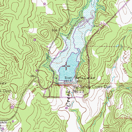 Topographic Map of Soil Conservation Service Site 13 Reservoir, TX