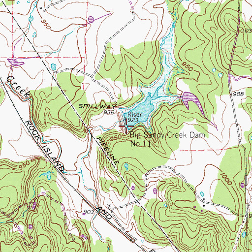 Topographic Map of Soil Conservation Service Site 11 Dam, TX