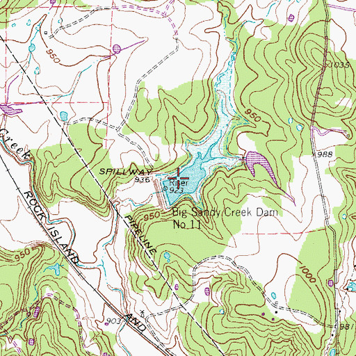 Topographic Map of Soil Conservation Service Site 11 Reservoir, TX