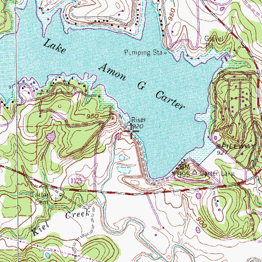 Topographic Map of Amon G Carter Dam, TX