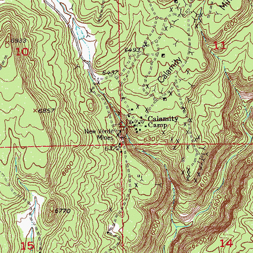 Topographic Map of Calamity Camp, CO