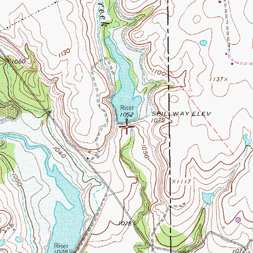 Topographic Map of Soil Conservation Service Site 1 Reservoir, TX