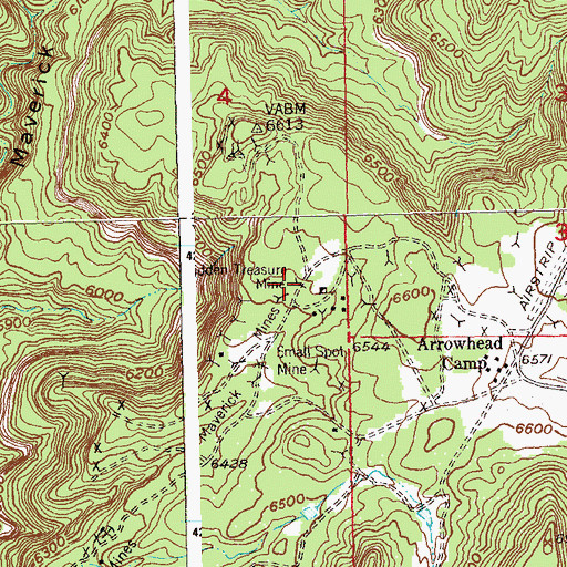 Topographic Map of Hidden Treasure Mine, CO
