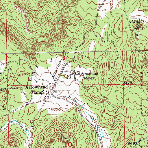 Topographic Map of Arrowhead Mines, CO