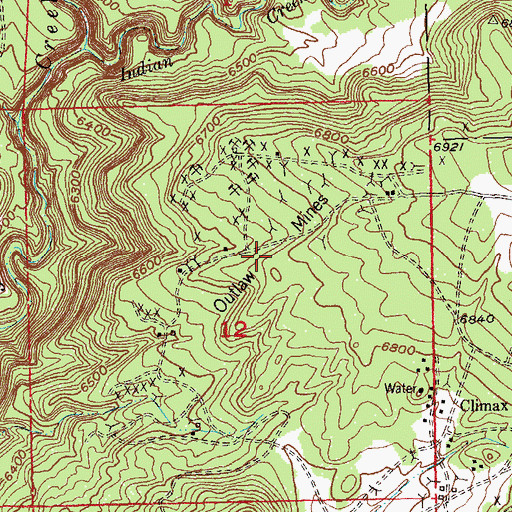 Topographic Map of Outlaw Mines, CO